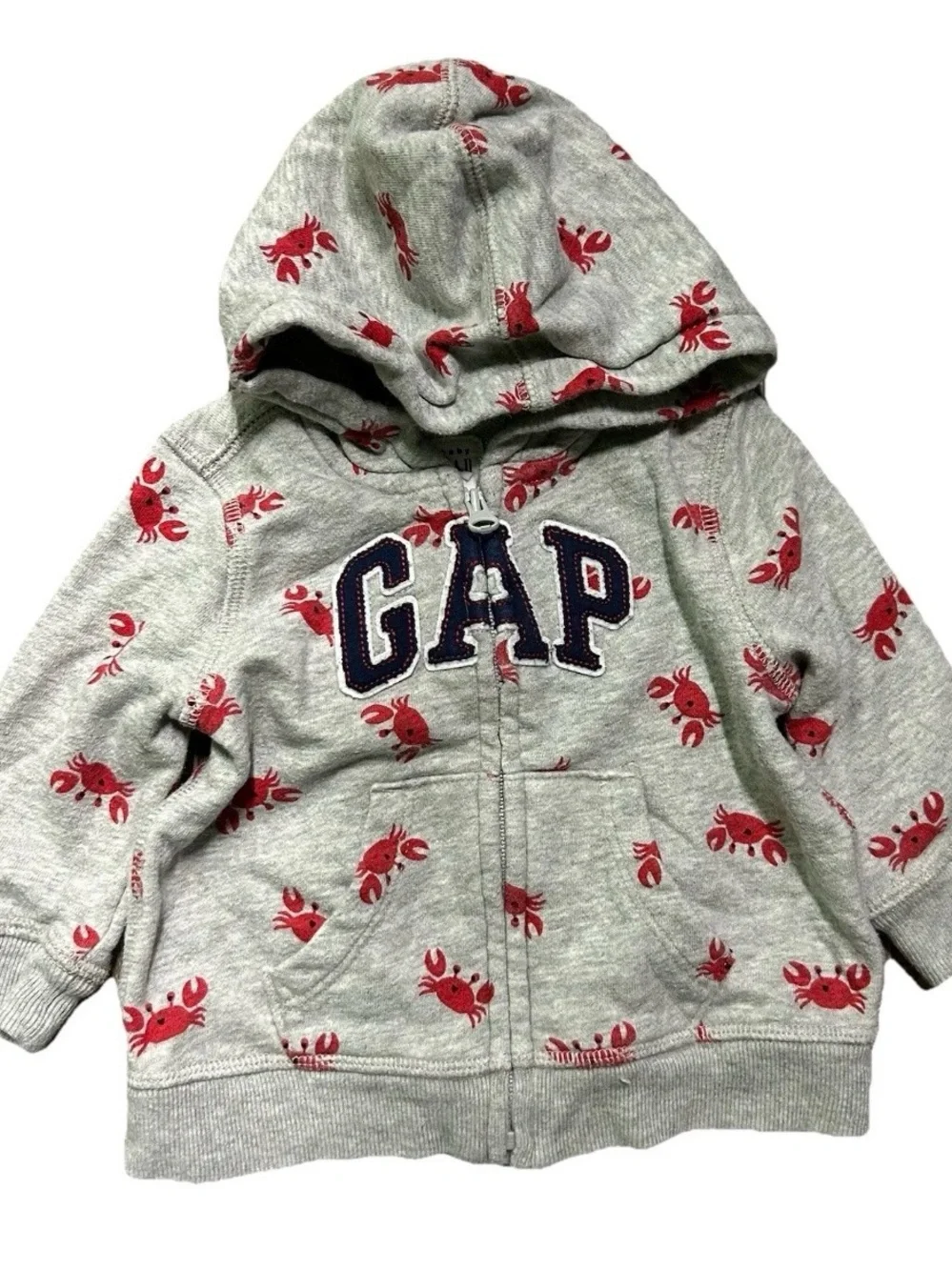 Baby Gap Matching Set Full Zip Hoodie Shorts Crabs Summer Size 3-6 Months